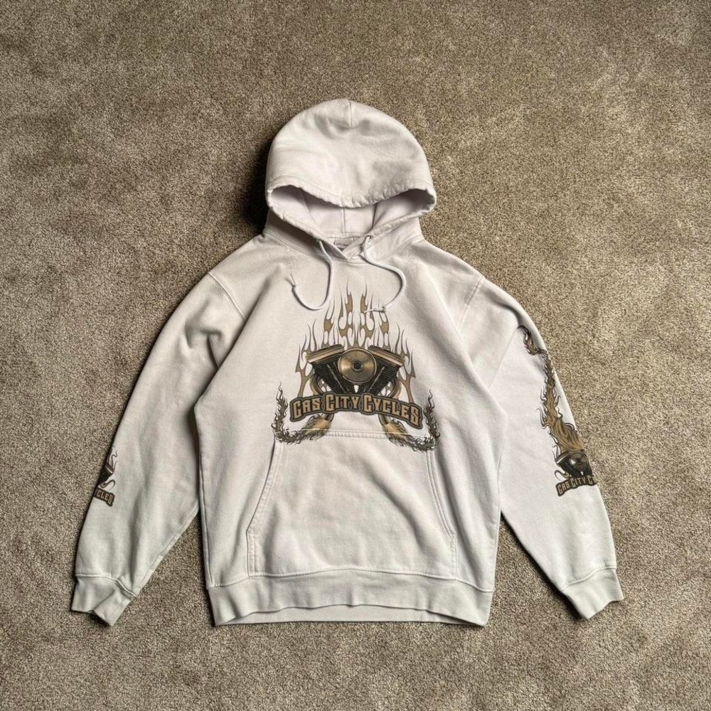 WHITE GAS‎ CITY CYCLES PULLOVER HOODIE